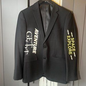 Trendiano Wool With Graphic Patchwork Blazer Mens S